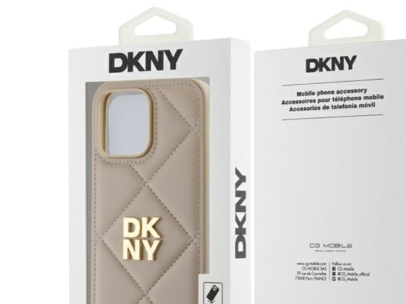 Hurtel Dkny Quilted Stack Logo Etui Til Iphone 14 Pro - Beige