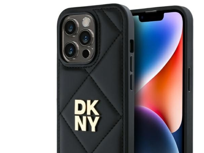 Dkny Quilted Stack Logo Iphone 14 Pro Case - Schwarz