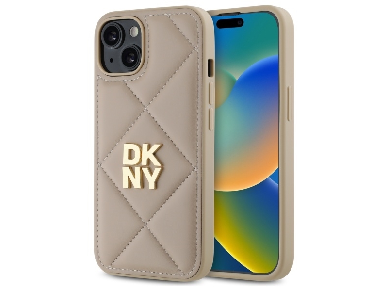 Dkny Iphone 14 Hülle Mit Gestepptem Stack-Logo - Beige