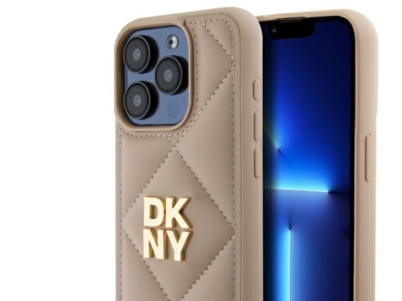 Dkny Gesteppter Stack-Logo Iphone 15 Pro Case - Beige