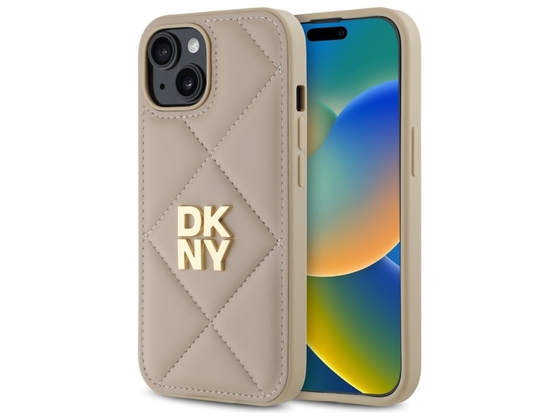 Dkny Gestepptes Stack-Logo Iphone 15 Case - Beige