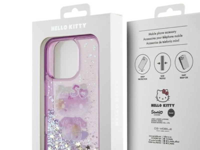 Hello Kitty Liquid Glitter 50Th Anniversary Party Cover Til Iphone 16 Pro - Lilla