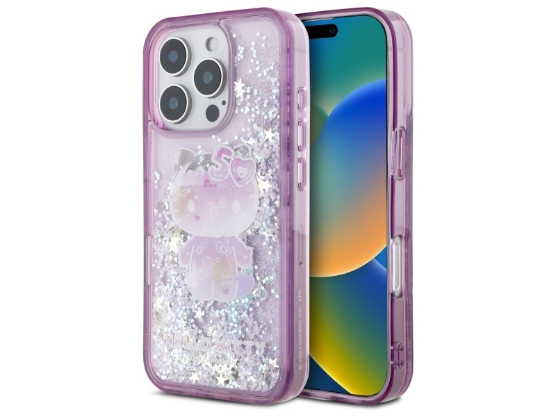 Hello Kitty Liquid Glitter 50Th Anniversary Party Case Für Iphone 16 Pro Max - Lila