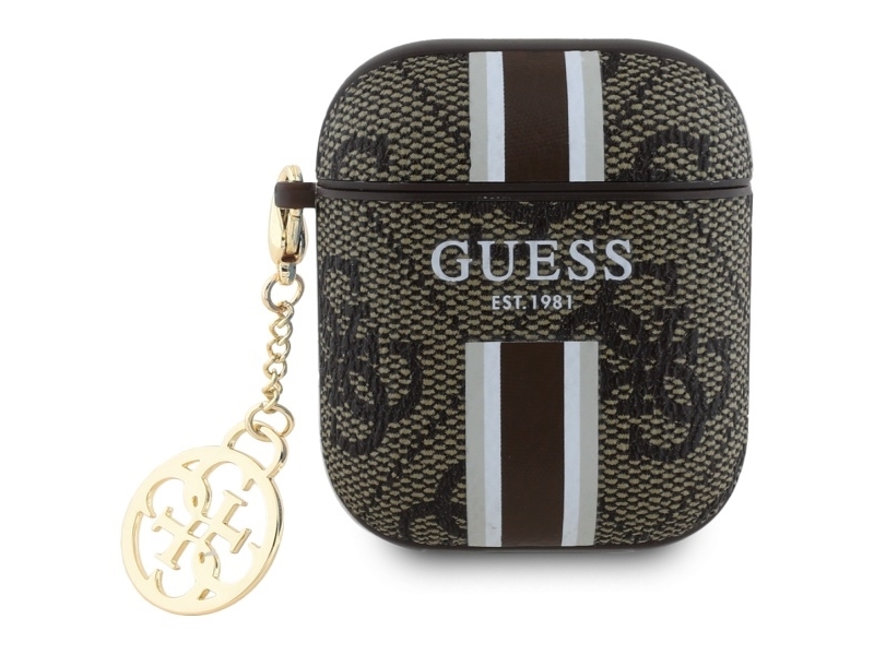 Guess Gua2p4rpsw Cover Til Airpods 1/2 Brun/Brun 4G Trykte Striber Charm