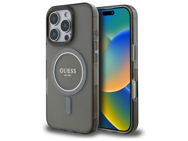 Guess Iml Glitter Circle Magsafe-Etui Til Iphone 16 Pro Max - Sort