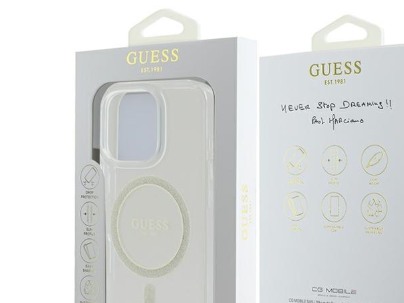 Guess Iml Glitter Circle Magsafe Cover Til Iphone 16 Pro Max - Klar