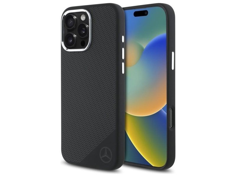 Mercedes Mehmp16l23sugdk Iphone 16 Pro 6,3" Hardcase Silicone Tonal Logo Træmønster Magsafe - Sort/Sort