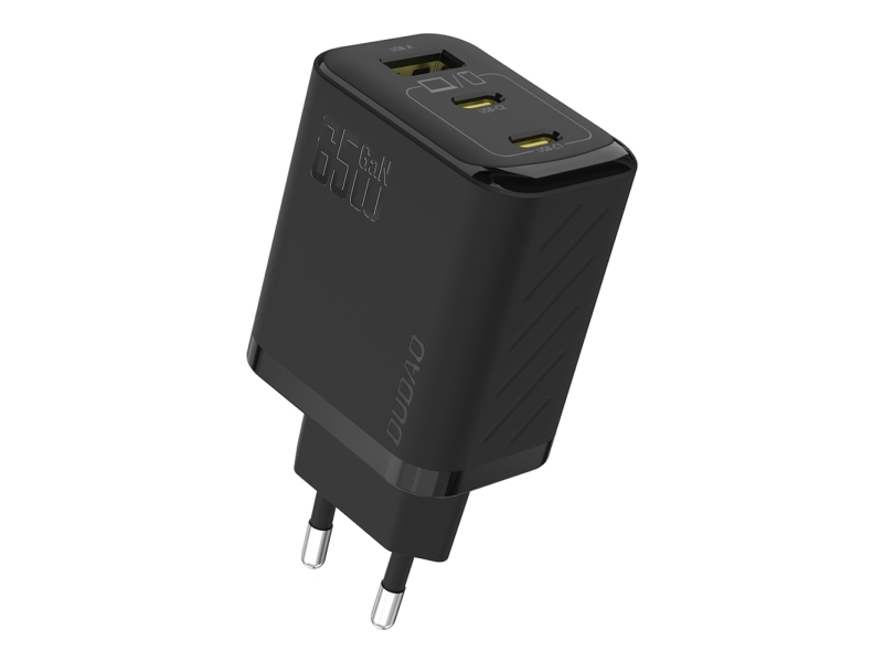 Dudao netoplader A29 65W GaN 2x USB-C + 1x USB-A - sort