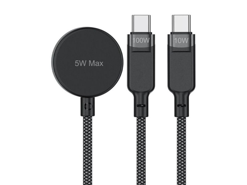 Acefast C6-11 USB-C 3-i-1 kabel - 2x USB-C / Qi 480Mb/s 100W 1,2 m - sort