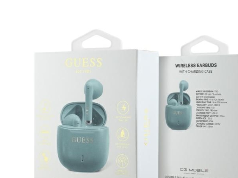 Guess Bluetooth-Kopfhörer Gutwsj14esgq Tws + Dockingstation - Türkis/Türkis, Classic-Logo (Gedruckt)