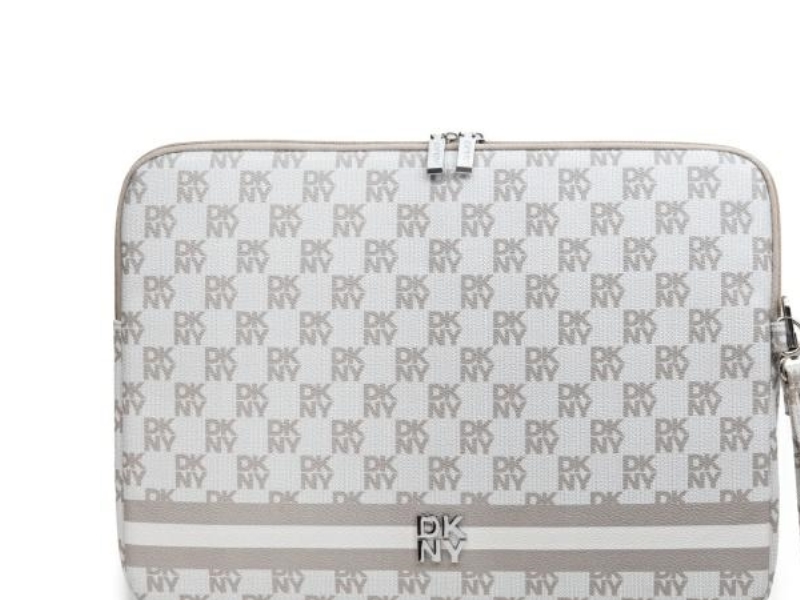 Dkny Laptoptaske Med Ternet Mønster Og Trykte Striber 14" - Beige