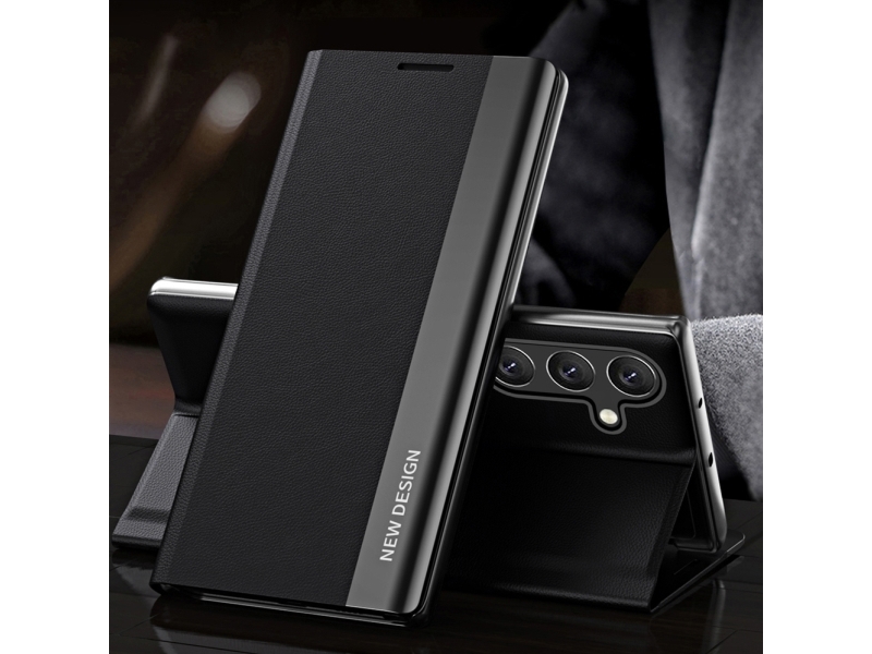 Sleep Case Pro Samsung Galaxy S25+ cover med flip og stativ - Sort