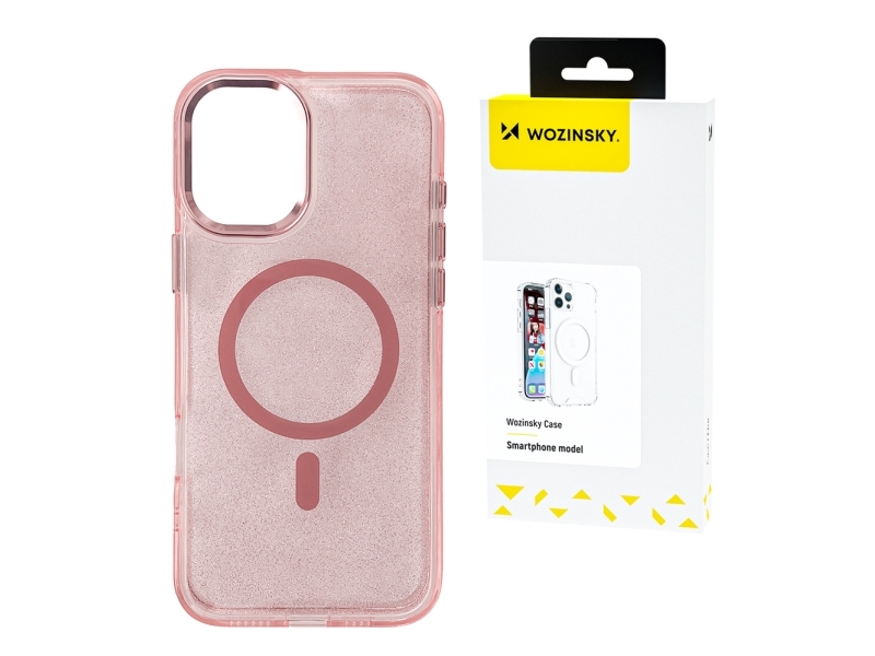 Wozinsky Glitter-Etui Med Mag Safe Til Samsung Galaxy S25 - Pink Med Glitter