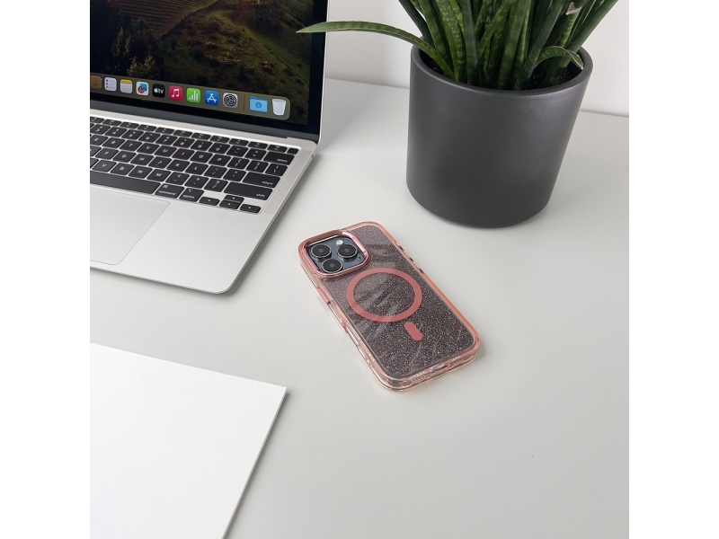 Wozinsky Glitzer-Case Mit Mag Safe Für Samsung Galaxy S25 - Pink Mit Glitzer