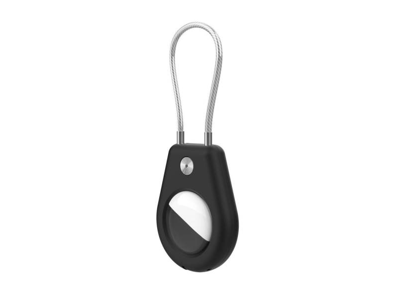 Hurtel etui til Apple AirTag med stållanyard - sort