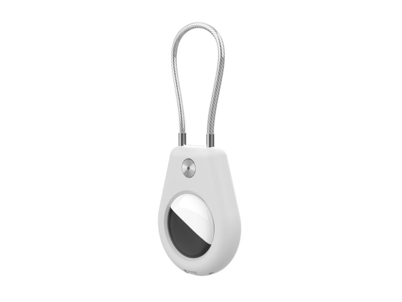 Apple Airtag Case Mit Stahlauszugskabel - Weiß