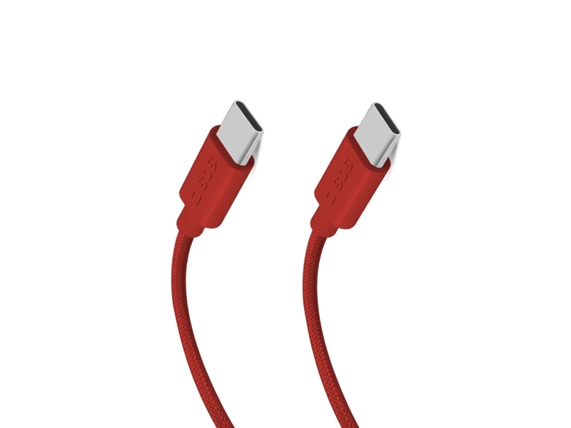 Sbs Tecabletissuetccr Usb-C - Usb-C 1,5 M 60W Flettet Kabel - Rød