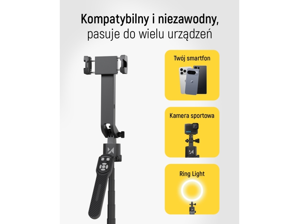 Selfiestick Wozinsky Wst-360Ys Mit Stativfunktion Und Automatischem Gesichtstracking 360° Ai-Gesteuerung – Schwarz