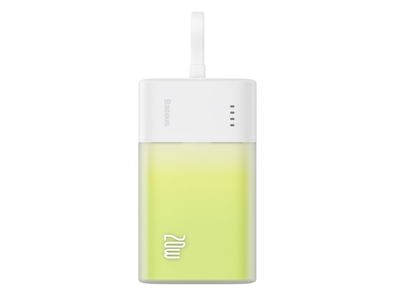 Baseus Popsicle 5200mAh 20W Powerbank with Built-in Lightning Cable (+ White Simple USB-C - USB-C 60W/20V/3A/30cm Cable) - White-Green Powerbank - Grøn - 5200 mAh