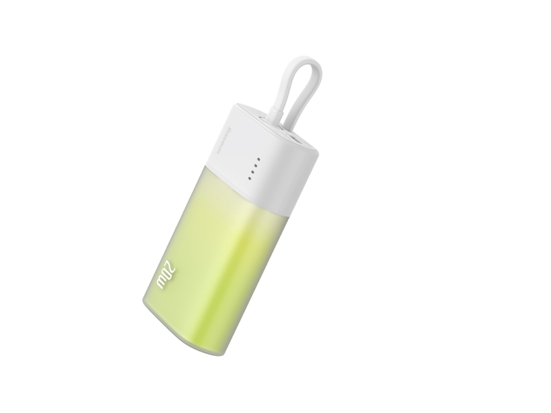 Baseus Popsicle 5200mAh 20W Powerbank with Built-in Lightning Cable (+ White Simple USB-C - USB-C 60W/20V/3A/30cm Cable) - White-Green - 5200 mAh