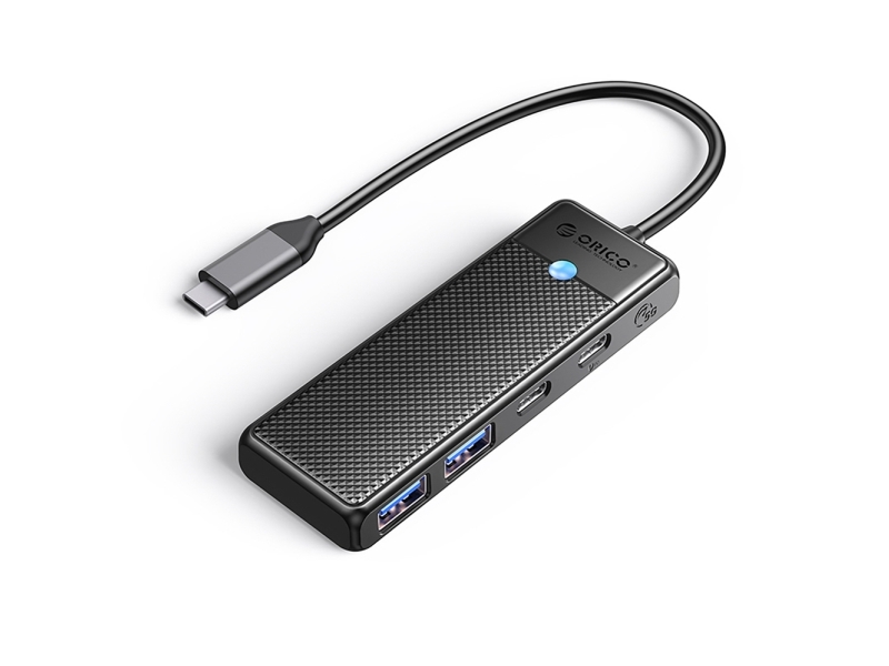 Hub 4-Port Eingang: Usb-C 3.0 Pd100w / Ausgang: 2X Usb-A 3.0 + Usb-C 3.0 Kabel 0.15M - Schwarz