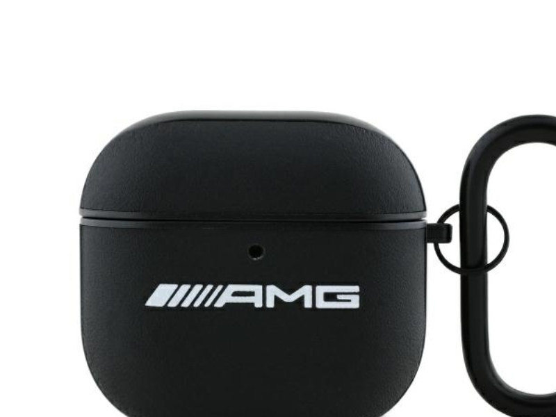Mercedes Amg Ama4slwk Airpods 4 Kopfhörertasche Schwarzes Leder Weißes Logo