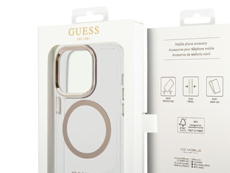 Guess Metal Outline Magsafe Iphone 15 Pro Max Cover - Guld