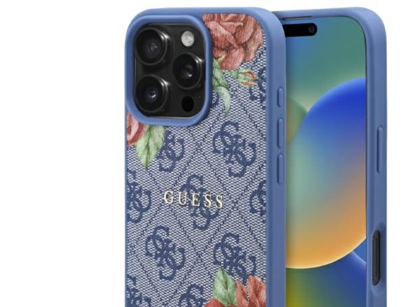 Guess 4G Flowers Print Magsafe Case Für Iphone 16 Pro - Blau