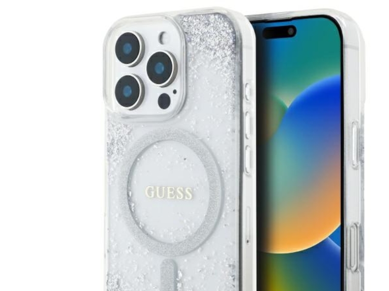 Guess Resin Gradient Glitter Magsafe Cover Til Iphone 16 Pro - Sølv