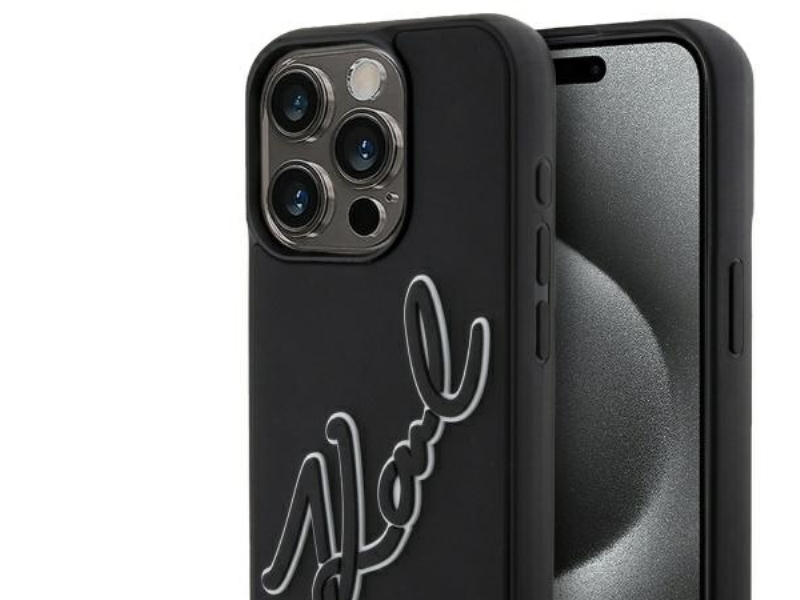 Karl Lagerfeld 3D Rubber Signature Case for iPhone 15 Pro - Black