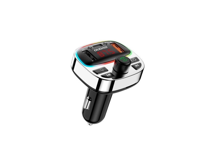 Dudao R2PRO+ Transmitter with PD25W Bluetooth 5.3 RGB Charging Ports - Black and Silver