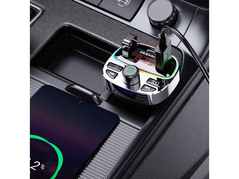 Dudao R2PRO+ Transmitter with PD25W Bluetooth 5.3 RGB Charging Ports - Black and Silver