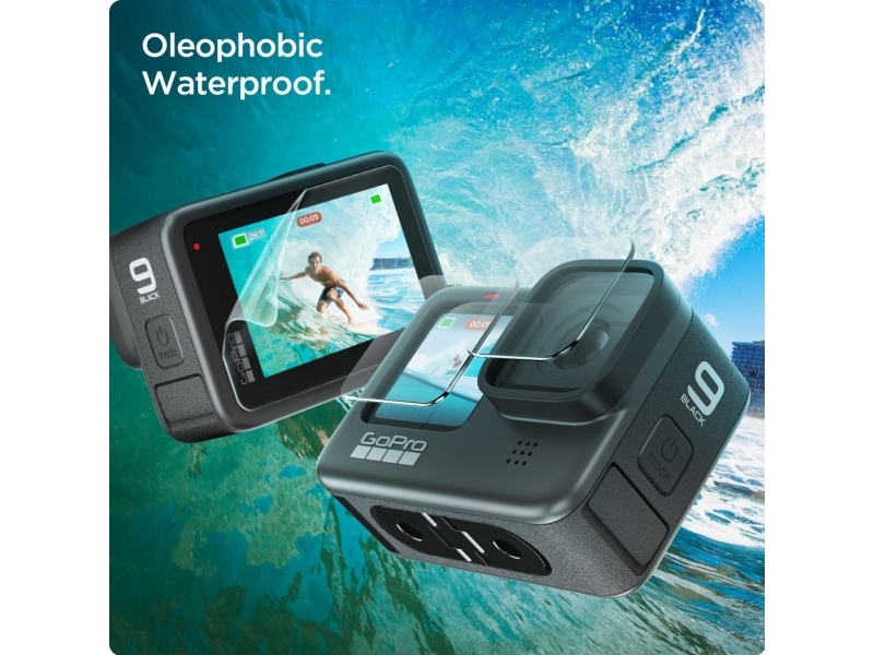 Spigen Glass.Tr Slim Tempered Glass + Film 2-Sæt Til Gopro Hero 9 / 10 / 11 / 12 - Transparent