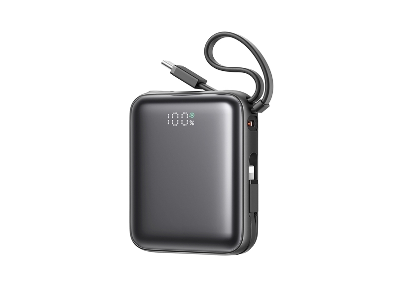 Joyroom Jr-Pbf27 Powerbank 10000Mah 22,5W Med Indbygget Usb-C Og Lightning-Kabler - Sort