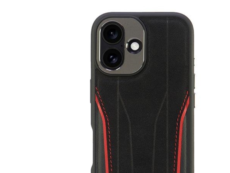 Audi Echtes Leder Magsafe Iphone 16 6,1" Schwarz-Rot Hardcase Au-Tpupcmip16-R8/D3-Rd