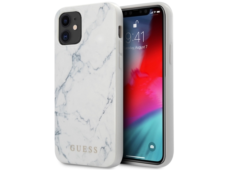 Guess Marble-Etui Til Iphone 12 Mini 5,4" - Hvid