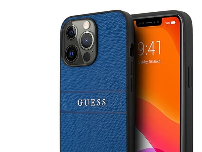 Guess Saffiano Rem-Cover Til Iphone 13 Pro Max 6,7" - Blå
