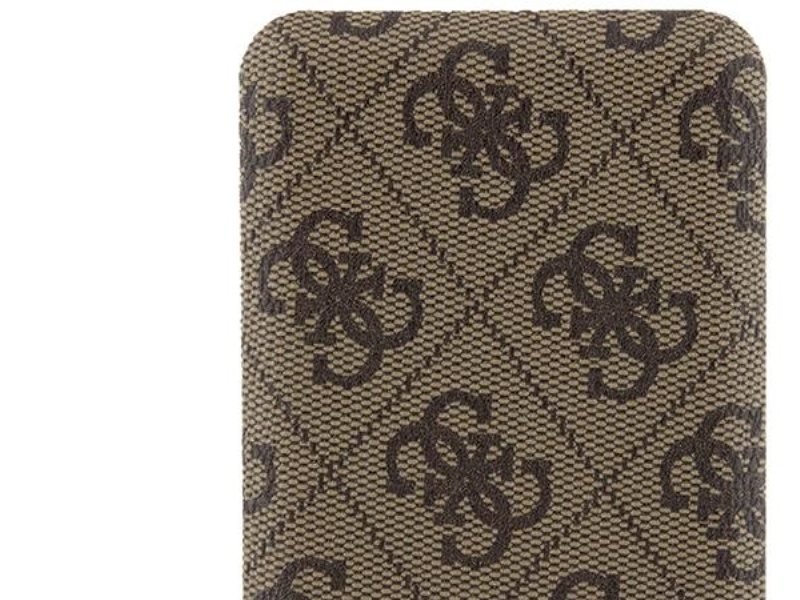 Guess Induktiv Powerbank 15W Gupb5fp4emgw 5000Mah - Brun/Brun 4G Læder Metal-Logo Magsafe