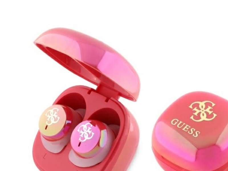 Guess Bluetooth-Kopfhörer Gutwsj144esf Tws + Docking-Station Fuchsia/Fuschia Irisierendes 4G-Print-Logo