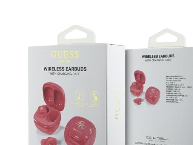 Guess Bluetooth-Hovedtelefoner Gutwsj144esf Tws + Dockstation - Fuchsia/Fuschia Iøjnefaldende 4G Trykt Logo