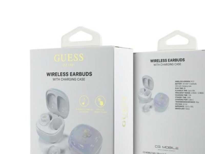 Guess Trådløse Høretelefoner Gutwsj144esh Tws + Dockingstation Hvid/Hvid - Iriserende 4G Trykt Logo