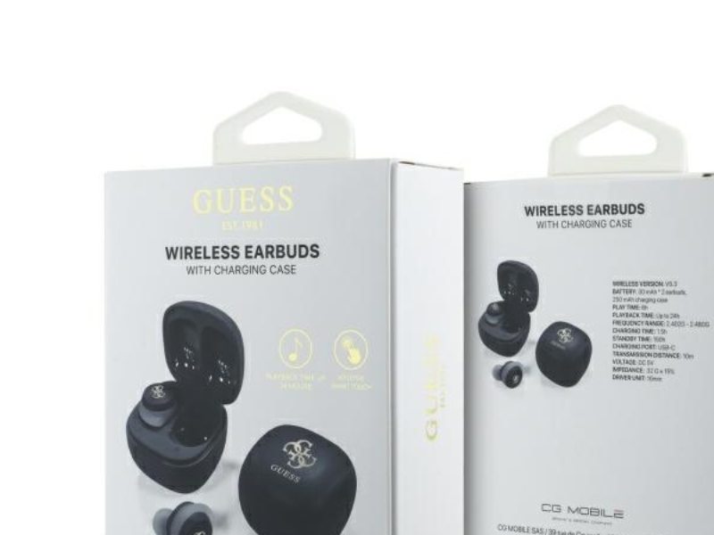 Guess Bluetooth-Headset Gutwsj144esk Tws + Dockingstation - Sort/Sort Med 4G Trykt Logo