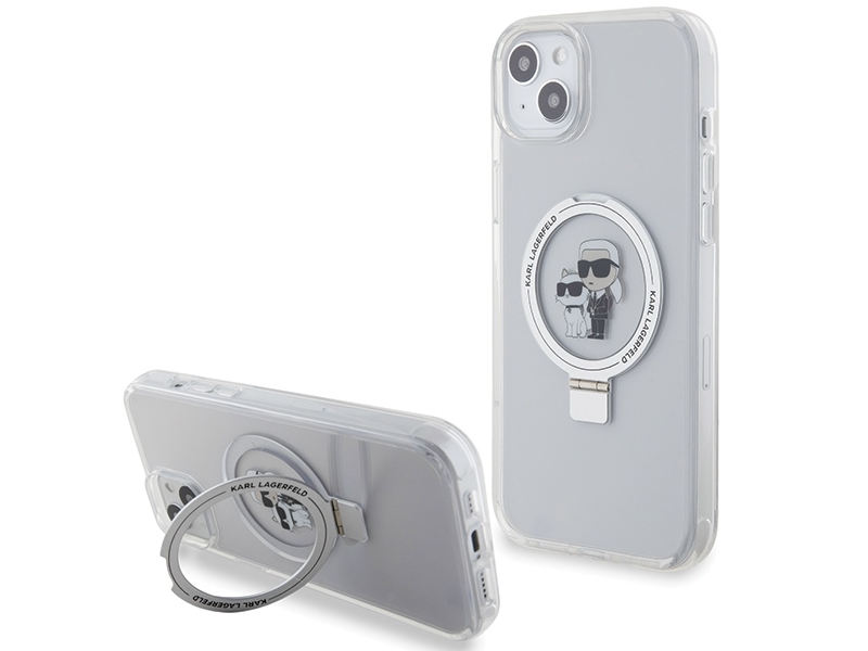 Karl Lagerfeld Klhmp15mhmrskch Iphone 15 Plus / 14 Plus 6.7" Weiß/Weiß Hardcase Mit Ring-Stand Karl&Choupette Magsafe