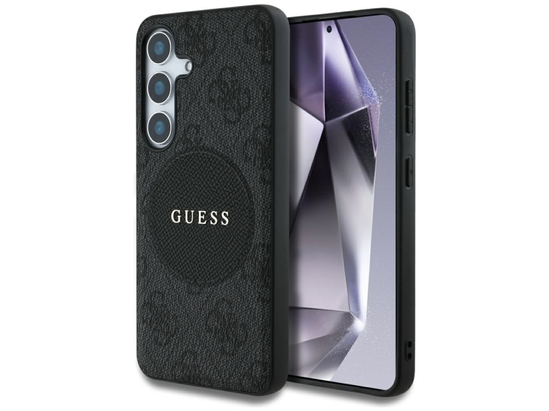 Guess 4G Rund Patch Classic Logo Magsafe Case Für Samsung Galaxy S25 Schwarz