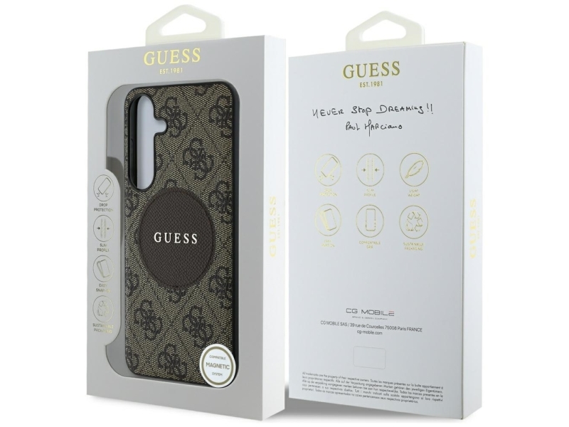 Guess 4G Rund Patch Klassisk Logo Magsafe Cover Til Samsung Galaxy S25 Plus - Brun