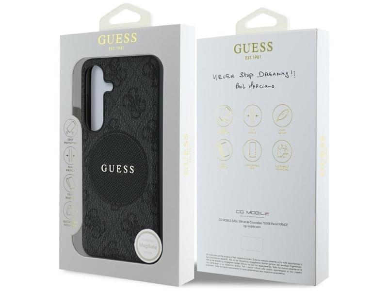 Guess 4G Rund Patch Klassisk Logo Magsafe-Cover Til Samsung Galaxy S25 Plus Sort