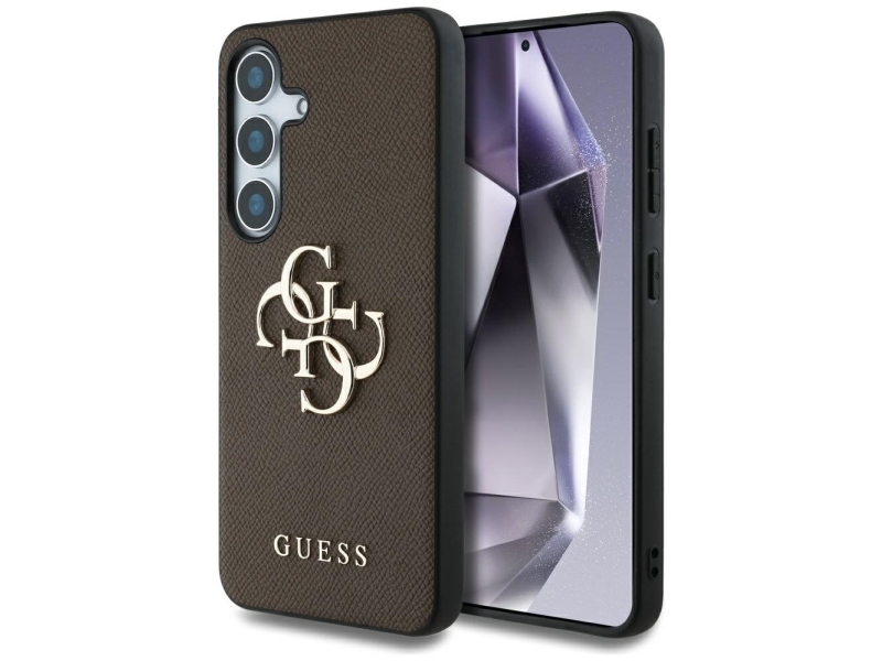 Guess Grained Big 4G Logo Small Classic Logo Case Für Samsung Galaxy S25 - Braun