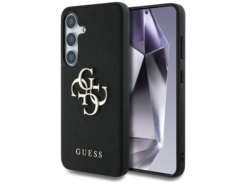 Guess Grained Big 4G Logo Small Classic Logo Case Für Samsung Galaxy S25 Plus - Schwarz