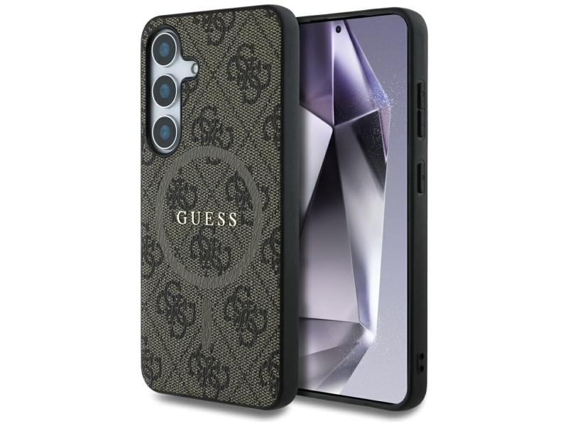 Guess Leather 4G Farvet Ring Klassisk Logo Magsafe Cover Til Samsung Galaxy S25 - Brun