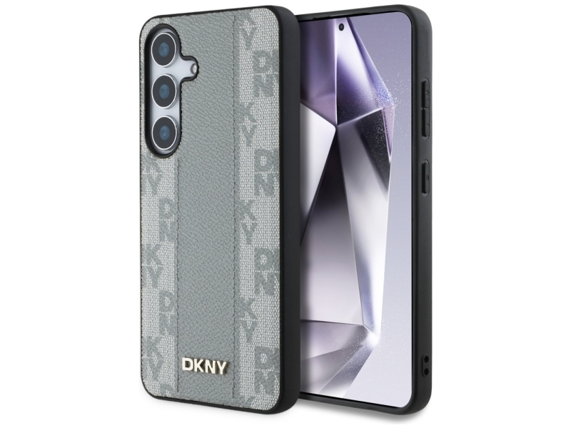 Dkny Leder Kariertes Magsafe Case Für Samsung Galaxy S25, Grau